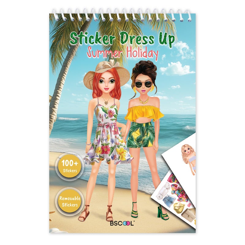 BSCOOL Sticker Dress Up Summer Holiday Theme - Sticker Activity Book for Kids. Learn Girls Fashion Design with Stickers and Guides for Kids 5 and Up. Dress Up Games - Image 1