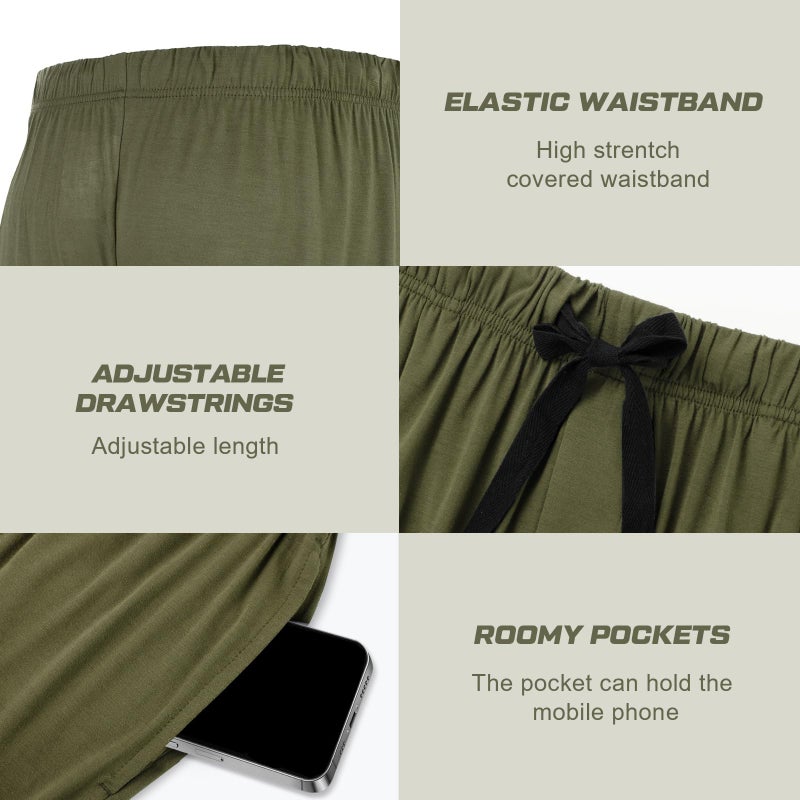 BAMBOO COOL Men's Pajama bottoms Lounge Sleep Shorts Soft Comfortable Breathable Pajamas Shorts with Pockets 2 Pack, Large - Image 3