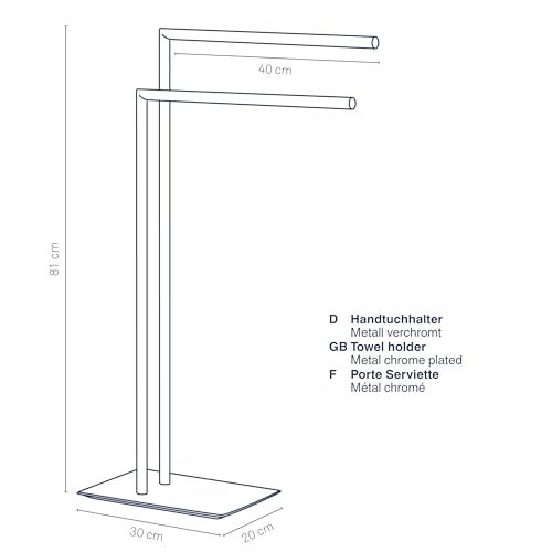 Kela Free Standing Towel Rack for Bathroom Style Collection Chrome - Image 3