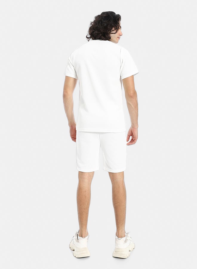 Red Circle Pique Pattern Slip On T Shirt And Shorts Set - Image 3