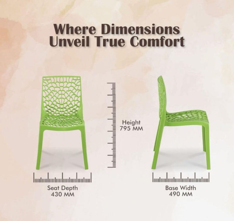 ANMOL Web Dream PGreen Luxury Plastic Arm Chair for Home Office Living RoomMatte Finish Plastic Outdoor ChairPatio Chairs for Balcony Suitable for Indoor Outdoor PGreen Set of 2 Chair - Image 2