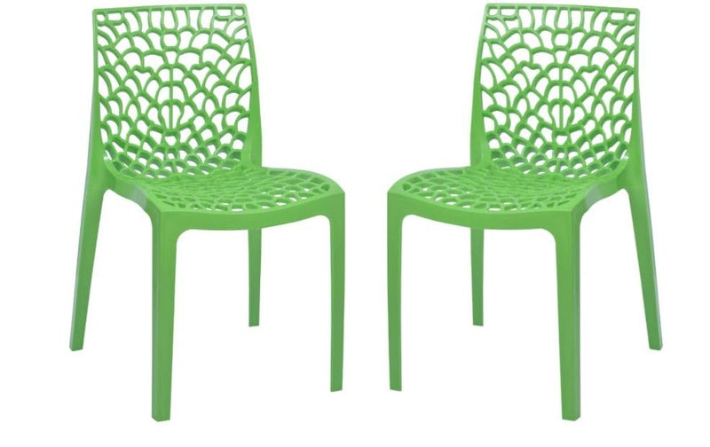 ANMOL Web Dream PGreen Luxury Plastic Arm Chair for Home Office Living RoomMatte Finish Plastic Outdoor ChairPatio Chairs for Balcony Suitable for Indoor Outdoor PGreen Set of 2 Chair - Image 1