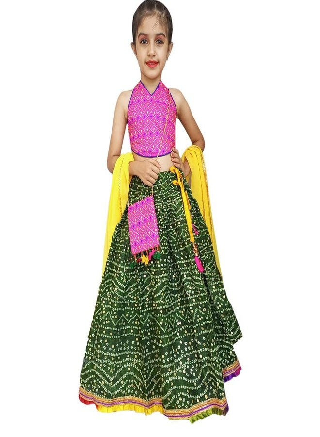 Aglare embroidered cotton ethnic Lehenga choli,Lehenga choli for girls.STITCHED comfortable,wd purse Green 13-14 Years - Image 2