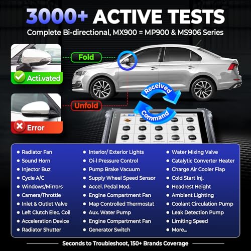 Autel MaxiCheck MX900 Scanner: 2026 Bidirectional Scan Tool Same as MaxiCom MK900BT MK900, CANFD& DoIP, 3K+ Active Tests 40+ Services Up of MX808S MK808S MK808BT, 8in All-System Diagnose, FCA 11OS - Image 4
