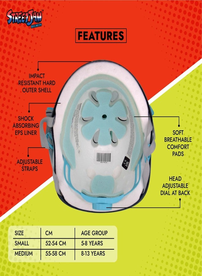 STREETJAM Kids Cycle Helmet, Finhawk Open Face Sports Helmet, Hard PP Outer Shell, EPS Inner Comfort Linner case, Adjustable Strap & Dial, Multi air Vents, Unisex Helmet (8-13 Years, Black(Green, Red) - Image 3