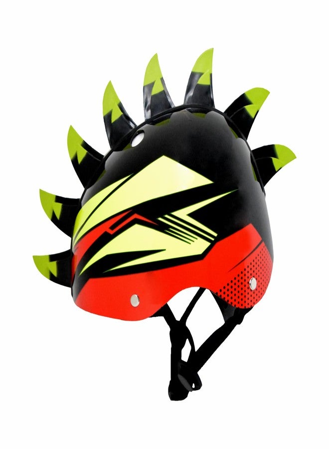STREETJAM Kids Cycle Helmet, Finhawk Open Face Sports Helmet, Hard PP Outer Shell, EPS Inner Comfort Linner case, Adjustable Strap & Dial, Multi air Vents, Unisex Helmet (8-13 Years, Black(Green, Red) - Image 1