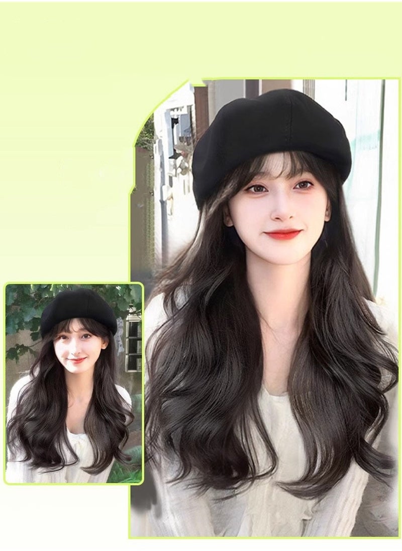 Long curly hair one-piece hat wig comfortable and versatile wig hat cosplay wig costumes dress up wig  - Image 4
