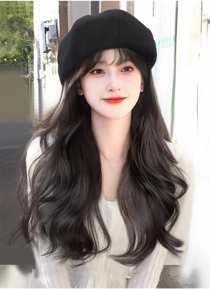 Long curly hair one-piece hat wig comfortable and versatile wig hat cosplay wig costumes dress up wig  - Image 3