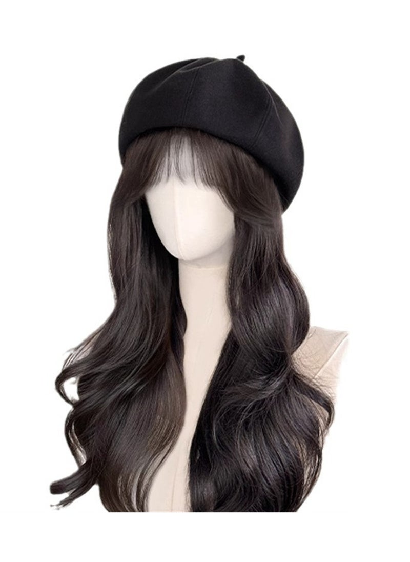 Long curly hair one-piece hat wig comfortable and versatile wig hat cosplay wig costumes dress up wig  - Image 1