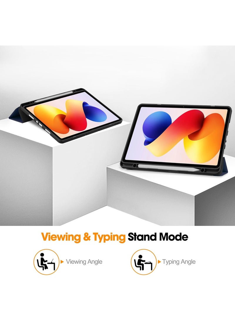 VKL Case Compatible with Xiaomi Redmi Pad 2 Pro 12.1 inch 2025 Tablet, Tri-Fold PU Leather Case with Auto Wake/Sleep, Soft TPU Back Shockproof Cover Built-in Pen Holder (Blue) - Image 4