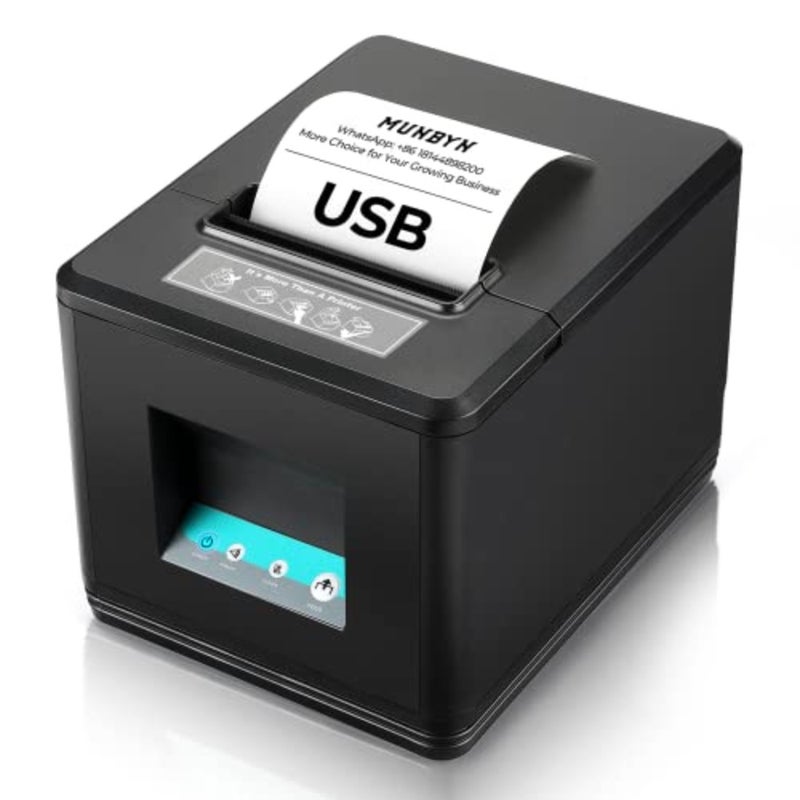 طابعة إيصالات USB مقاس 80 مم، طابعة POS مع قاطع تلقائي ESC/POS يدعم نظام التشغيل Windows Mac فقط واجهة USB - Image 1