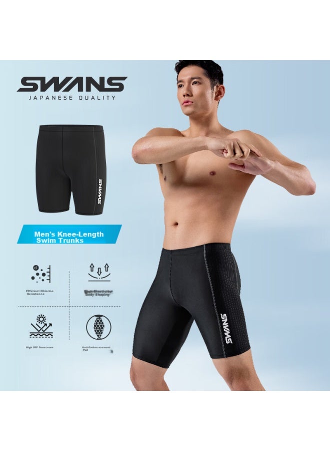 Speed Vision Swans Men's Swim Trunks, Swim Cap, And Swimming Goggles Three-piece Set Professional Training Knee-length Swim Shorts Men's Set 500° L - Image 2