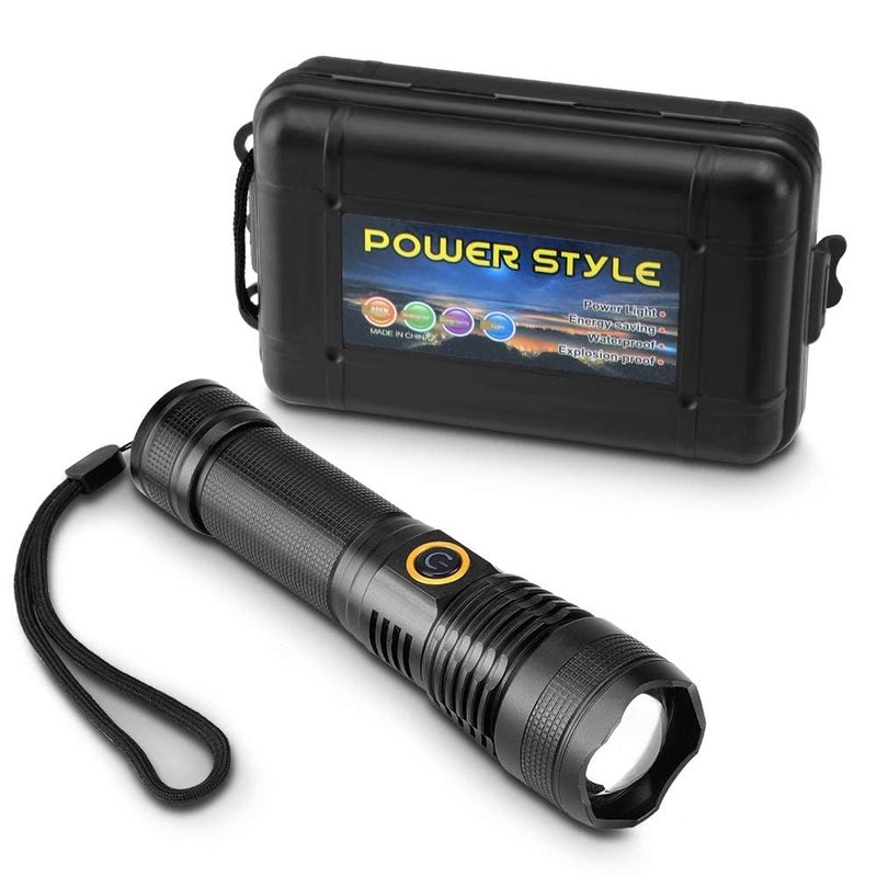 proxin Rechargeable Flashlight 90000 High Lumen Tactical Flashlights LED Handheld Flashlights Bright Flashlight with 5 Modes Waterproof Zoomable for Camping Outdoor Hiking Emergencies - Image 1
