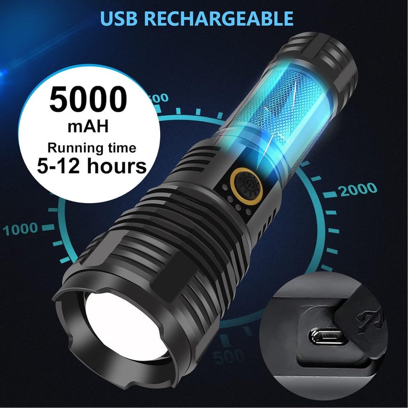 proxin Rechargeable Flashlight 90000 High Lumen Tactical Flashlights LED Handheld Flashlights Bright Flashlight with 5 Modes Waterproof Zoomable for Camping Outdoor Hiking Emergencies - Image 5