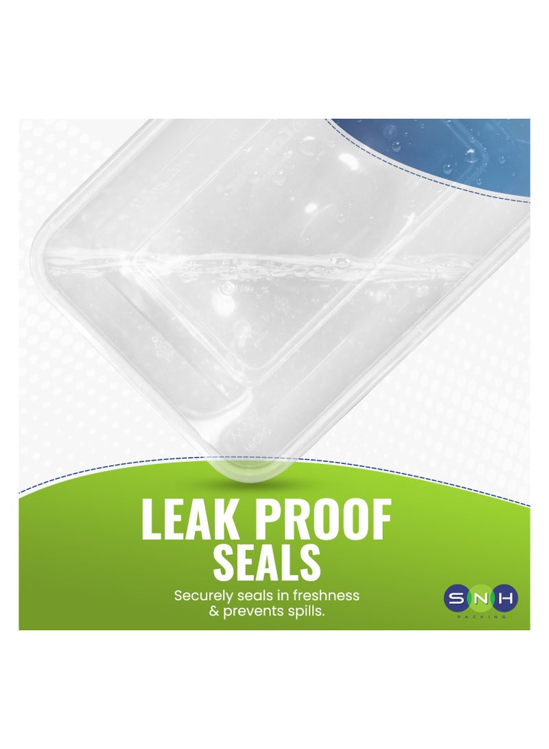 إس إن إتش باكينج SNH تعبئة 24 عبوة حاويات طعام بلاستيكية شفافة مستطيلة بسعة 650 مل آمنة للاستخدام في الميكروويف مع أغطية، صناديق شفافة لتخزين الطعام وتحضير الوجبات، قابلة لإعادة الاستخدام، مثالية للوجبات الجاهزة وأخذ الطعام. (عبوة 24، 650 مل) - Image 3