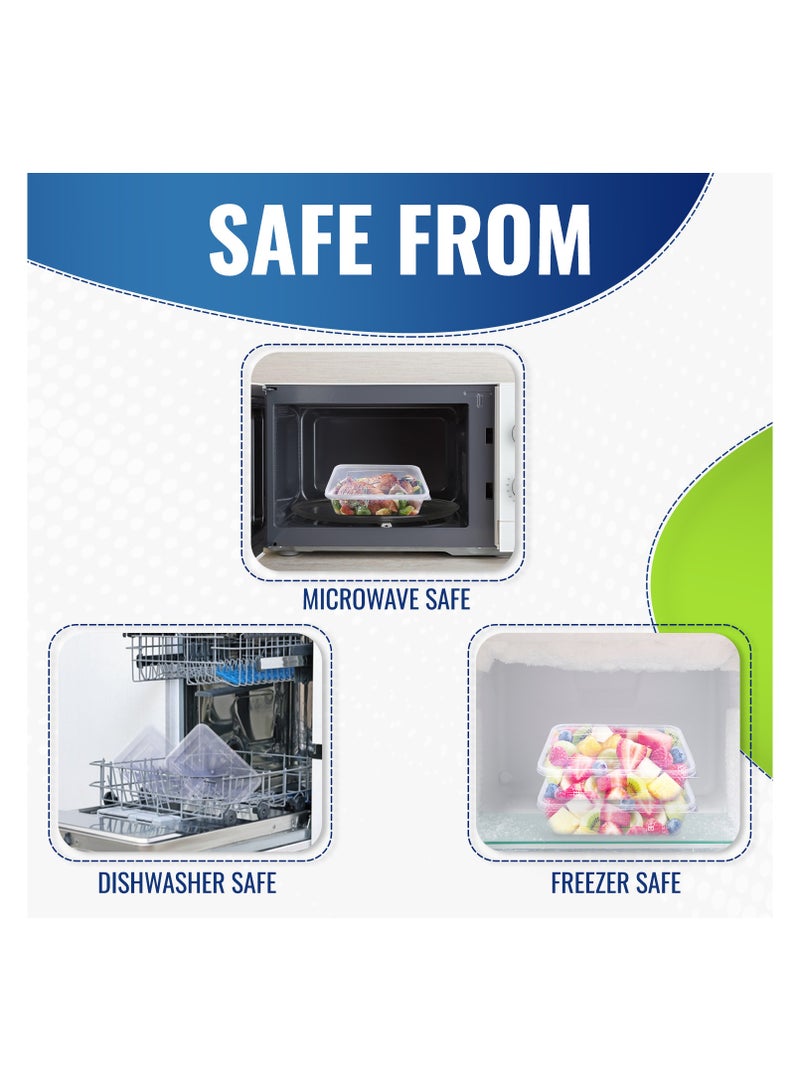 إس إن إتش باكينج SNH تعبئة 24 عبوة حاويات طعام بلاستيكية شفافة مستطيلة بسعة 650 مل آمنة للاستخدام في الميكروويف مع أغطية، صناديق شفافة لتخزين الطعام وتحضير الوجبات، قابلة لإعادة الاستخدام، مثالية للوجبات الجاهزة وأخذ الطعام. (عبوة 24، 650 مل) - Image 5