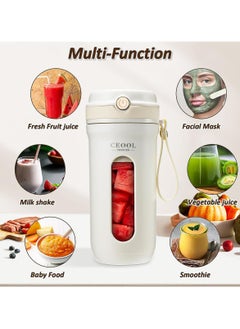 Ceool Portable Blender, Mini 350ML Juicer, Wireless Rechargeable Mixer, 10 Stainless Steel Blades,18000RPM Personal Size Blender For Travel Sports Office School  - Image 5