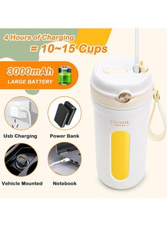 Ceool Portable Blender, Mini 350ML Juicer, Wireless Rechargeable Mixer, 10 Stainless Steel Blades,18000RPM Personal Size Blender For Travel Sports Office School  - Image 2