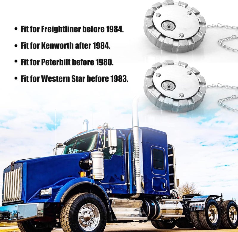 OURWILLSM 2pcs Locking Diesel Fuel Cap for Freightliner, Kenworth, Western Star - 3 1/2" Course Thread 5.5 TPI with 4 Keys - Image 4