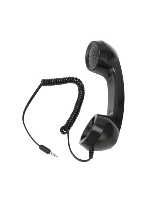 Cell Phone Receiver, Wired Multifunction Retro Phone Handset Radiation Proof for Computers (Black)