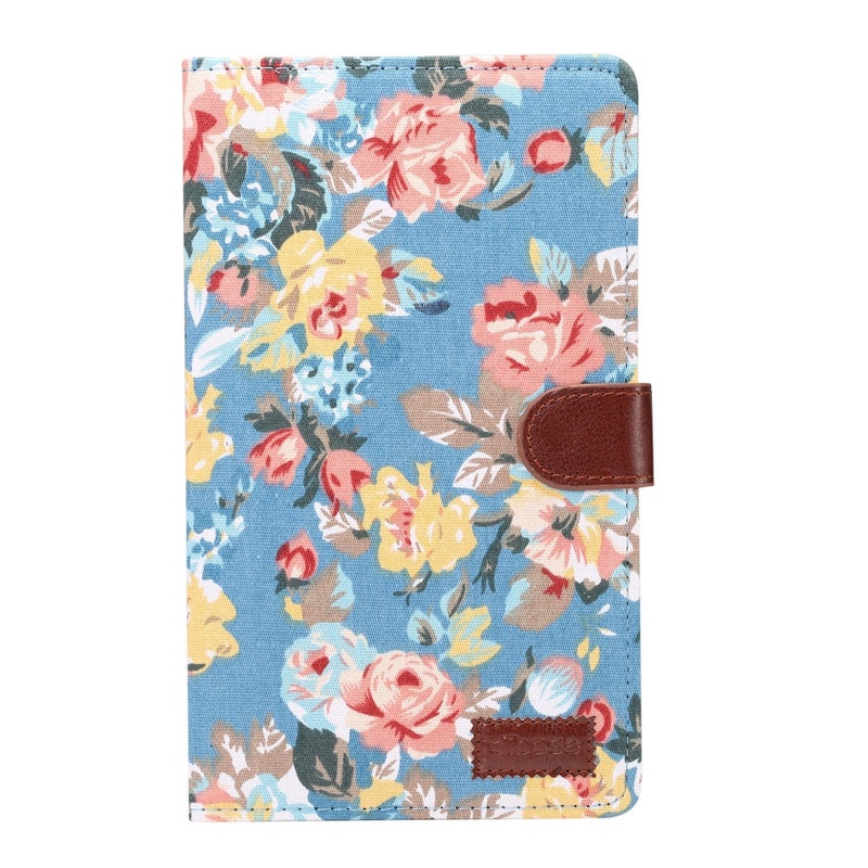 ديبايس جراب من الجلد الصناعي بنمط زهور لهاتف Huawei Mediapad M5 مقاس 8.4 بوصة مع حامل وفتحات للبطاقات ومحفظة ووظيفة السكون/الاستيقاظ (أزرق) - Image 2