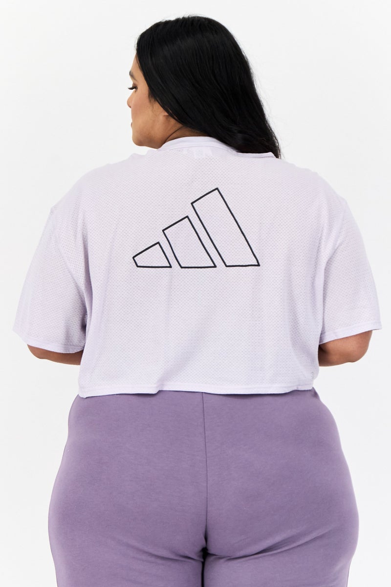 Adidas Women Sportswear Fit Short Sleeve Training Top, Lavender  - Image 3