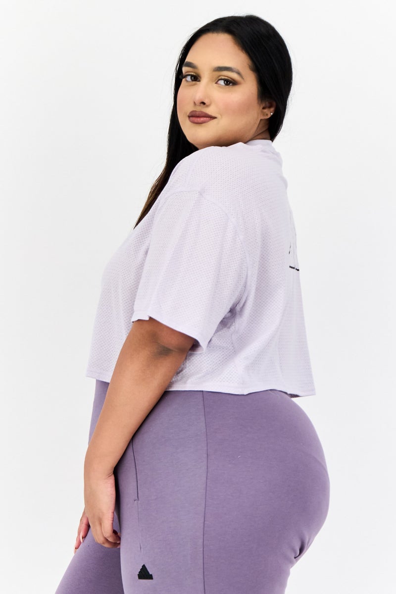 Adidas Women Sportswear Fit Short Sleeve Training Top, Lavender  - Image 2