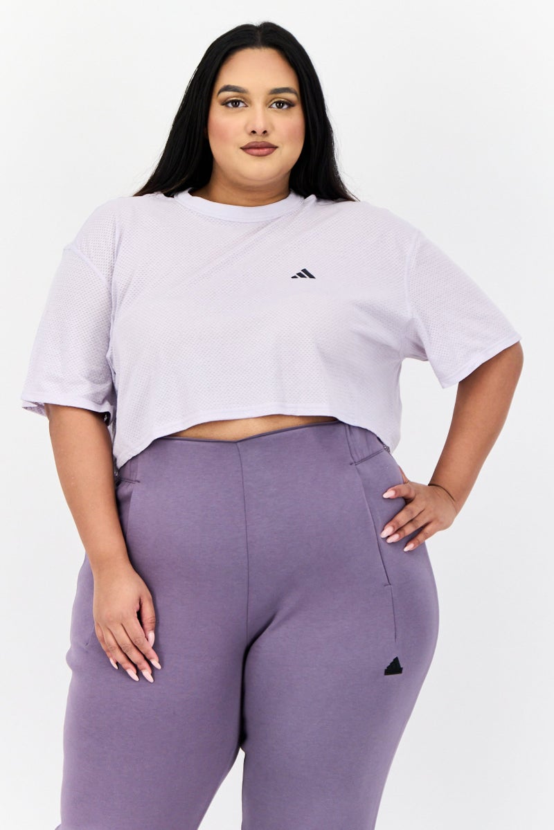 Adidas Women Sportswear Fit Short Sleeve Training Top, Lavender  - Image 1
