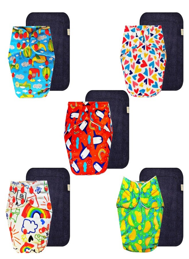 Dumbledo Premium Cloth Diaper with Black Insert (Pack of 5) | Snug Fit | Breathable | Travel Friendly | Everyday Diapering Essential | 3 Months - 3 Years | Unisex Baby - Image 1