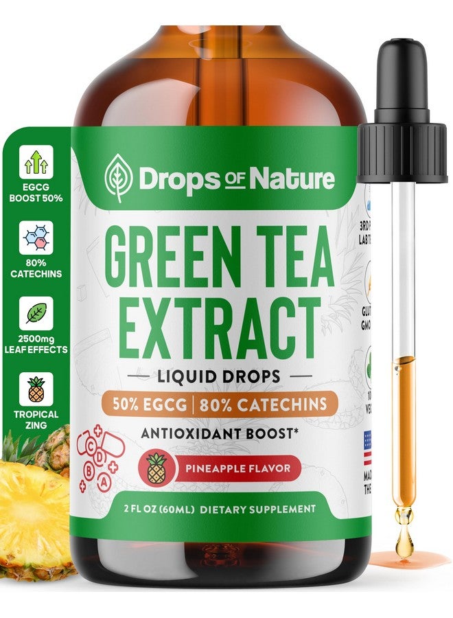 دروبس أوف نايتشر مستخلص الشاي الأخضر 10:1، 50% من EGCG - قطرات سائلة من الشاي الأخضر - نباتي، أقوى بأربع مرات من الحبوب والكبسولات - 2 أونصة، مكمل غذائي مضاد للأكسدة والمناعة - يدعم البشرة والقلب وصحة الدماغ ويعزز الذاكرة - Image 1