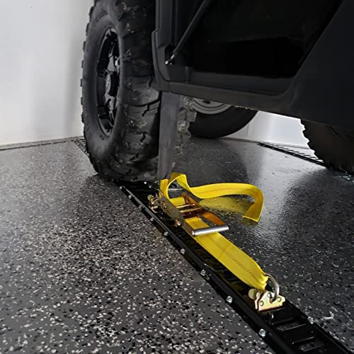 DC Cargo Mall E Track Tire Straps (2 Pack) – Wheel Straps with E Track Fittings & 3 Rubber Blocks – 11’ x 2” Ratchet Tie-Downs for Cars, ATVs, UTVs, Vans - Image 4