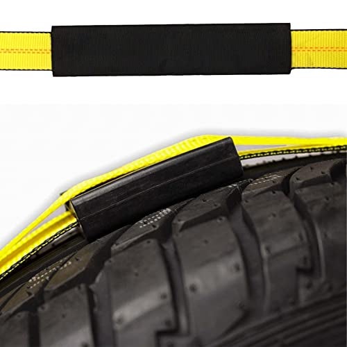 DC Cargo Mall E Track Tire Straps (2 Pack) – Wheel Straps with E Track Fittings & 3 Rubber Blocks – 11’ x 2” Ratchet Tie-Downs for Cars, ATVs, UTVs, Vans - Image 5