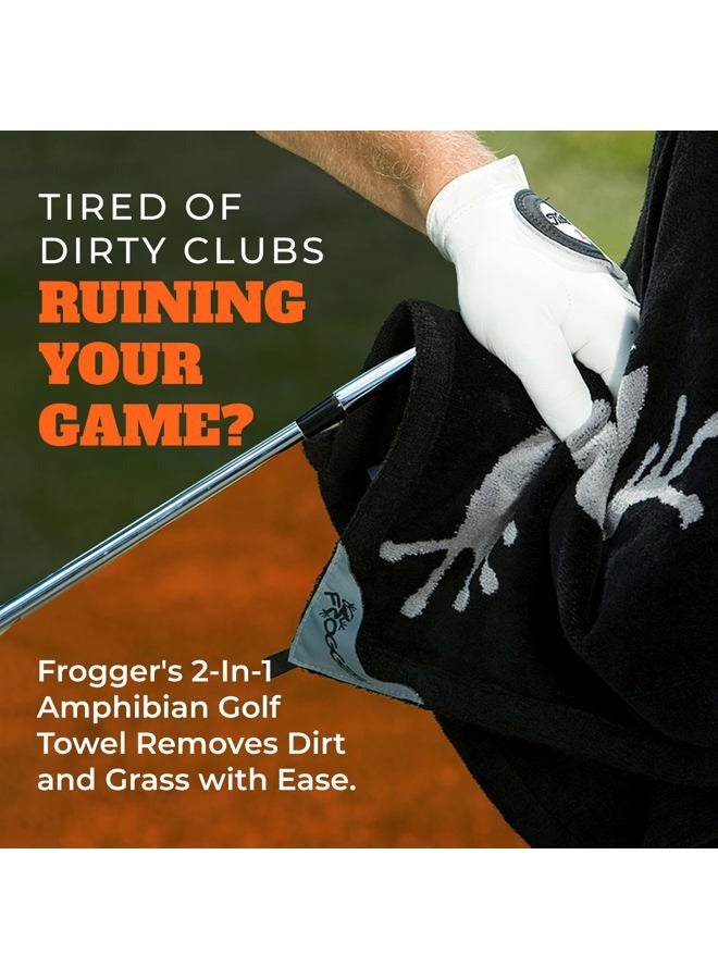 Frogger Amphibian 2-in-1 Golf Towel with Wet and Dry Technology, Green, Premium Golf Bag Accessory with Carabiner Clip, Ultra Absorbent, for Golf Dads - Image 4