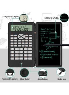 Necomi 2 in 1 Scientific Calculator with Writing Tablet, 240 Arithmetic Functions, Battery Powered, Handheld Small Math Basic Foldable  Calculator for Kids, Office, Home, Financial Accounting  - Image 2