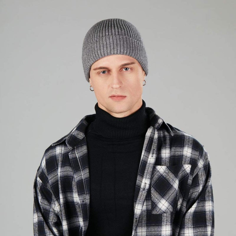 Roybens 4pcs Wool Fisherman Beanies for Men, Knit Short Watch Cap Winter Warm Hats - Image 3