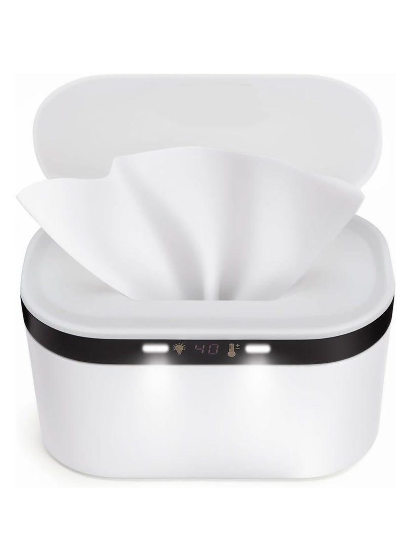 XiuWoo Portable Baby Wipes Warmer, Wet Wipe Storage Box, Electric Wet Wipes Dispenser, Wipes Heater with Night Light, Fast & Even Heating, 5 Levels of Temperature Adjustment, Temperature Display - Image 1