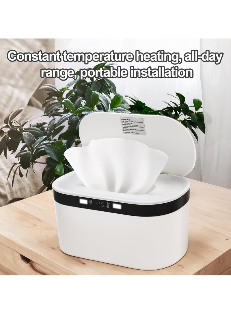 XiuWoo Portable Baby Wipes Warmer, Wet Wipe Storage Box, Electric Wet Wipes Dispenser, Wipes Heater with Night Light, Fast & Even Heating, 5 Levels of Temperature Adjustment, Temperature Display - Image 2
