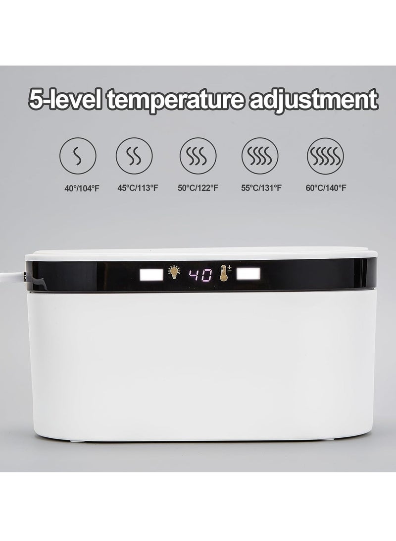 XiuWoo Portable Baby Wipes Warmer, Wet Wipe Storage Box, Electric Wet Wipes Dispenser, Wipes Heater with Night Light, Fast & Even Heating, 5 Levels of Temperature Adjustment, Temperature Display - Image 3
