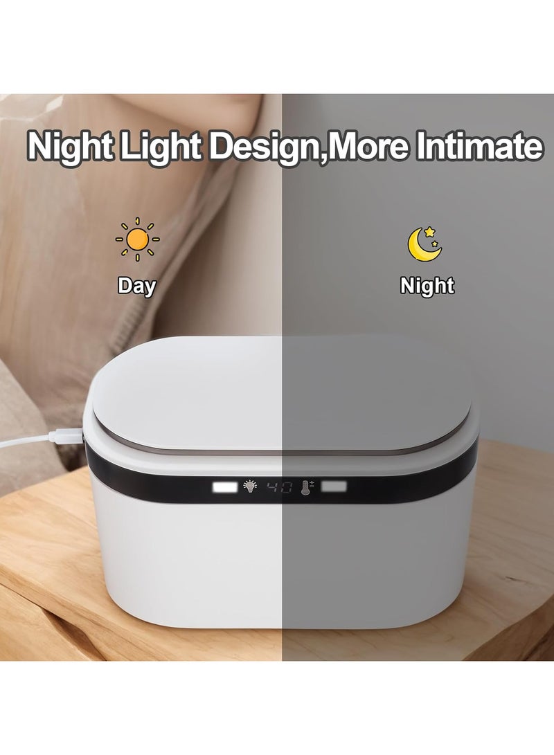 XiuWoo Portable Baby Wipes Warmer, Wet Wipe Storage Box, Electric Wet Wipes Dispenser, Wipes Heater with Night Light, Fast & Even Heating, 5 Levels of Temperature Adjustment, Temperature Display - Image 4
