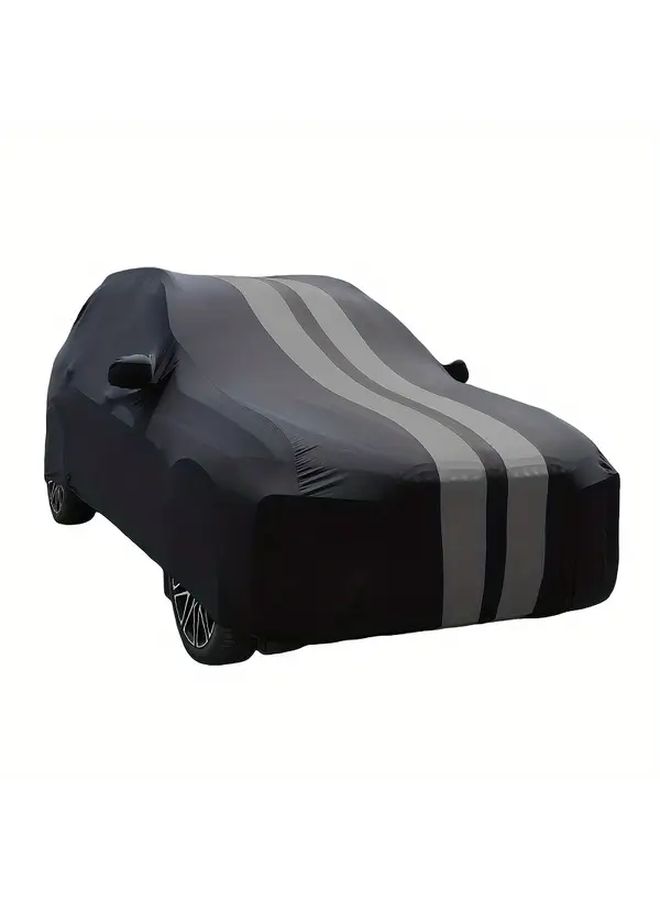 Black Gray SUV M Car Cover Dustproof Breathable Full Coverage Elastic Fabric Scratch Resistant - Image 1