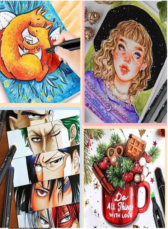 120 Colors Art Marker Pen Set, Dual Tip Marker Pen with Carrying Case, Art Supplies for Students, Adults, and Artists for Drawing, Coloring, and Designing - Image 4