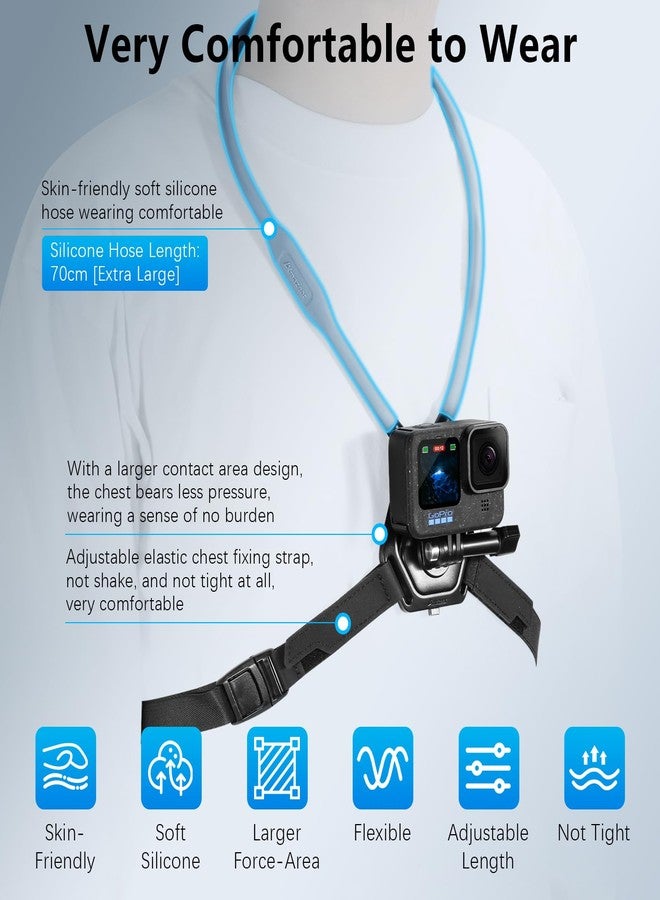 AMAZEAR Magnetic Neck Holder for DJI OSMO Pocket 3 Accessories with Magnetic Mount Stand Combo, Comfortable Hands-Free Chest Clamp First-Personal POV VLOG for GoPro Action Camera - Image 3