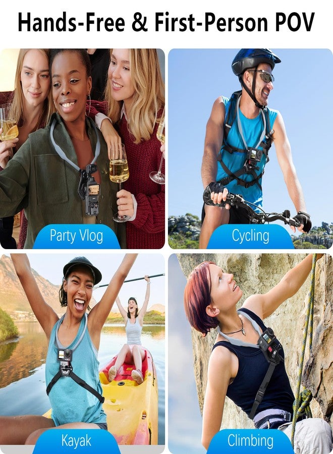 AMAZEAR Magnetic Neck Holder for DJI OSMO Pocket 3 Accessories with Magnetic Mount Stand Combo, Comfortable Hands-Free Chest Clamp First-Personal POV VLOG for GoPro Action Camera - Image 4