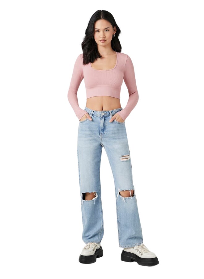 FOREVER 21 Seamless Cable Knit Crop Top - Image 1