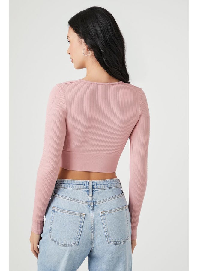 FOREVER 21 Seamless Cable Knit Crop Top - Image 4