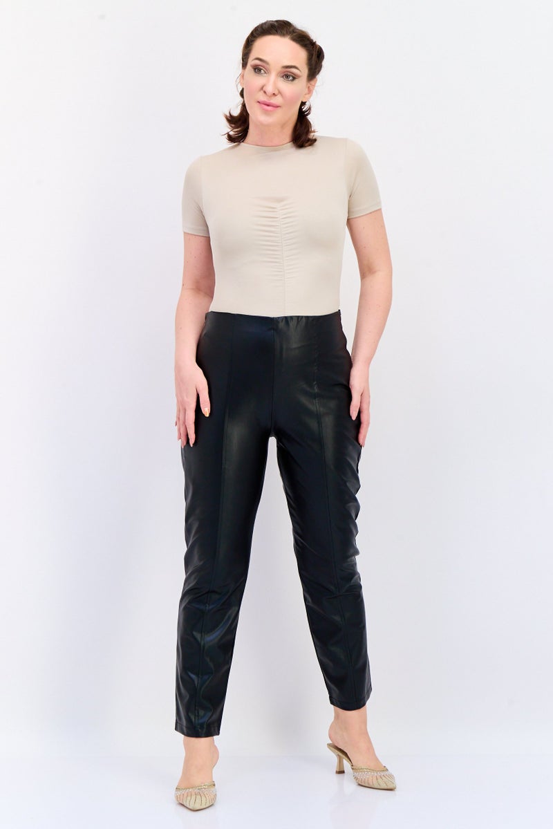 KOTON سروال نسائي بقصة عادية مستقيمة، أسود - Image 4