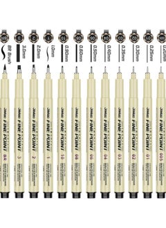CMGTYYD Micro Fineliner Drawing Art Pens, 12 Black Fine Line Waterproof Ink, Artist Supplies Archival Inking Markers for Sketching, Outlining, Anime, Watercolour, Zentangle (12 Pcs)  - Image 1