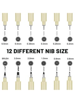CMGTYYD Micro Fineliner Drawing Art Pens, 12 Black Fine Line Waterproof Ink, Artist Supplies Archival Inking Markers for Sketching, Outlining, Anime, Watercolour, Zentangle (12 Pcs)  - Image 2
