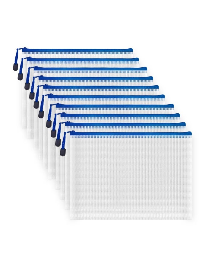 أكياس ملفات 10 جهاز كمبيوتر شخصي ، مناسبة للمكتب والمدرسة وأكياس تخزين ألعاب اللوحة (حجم A4 13.4 × 9.4 بوصة ، أبيض + أزرق) - Image 1