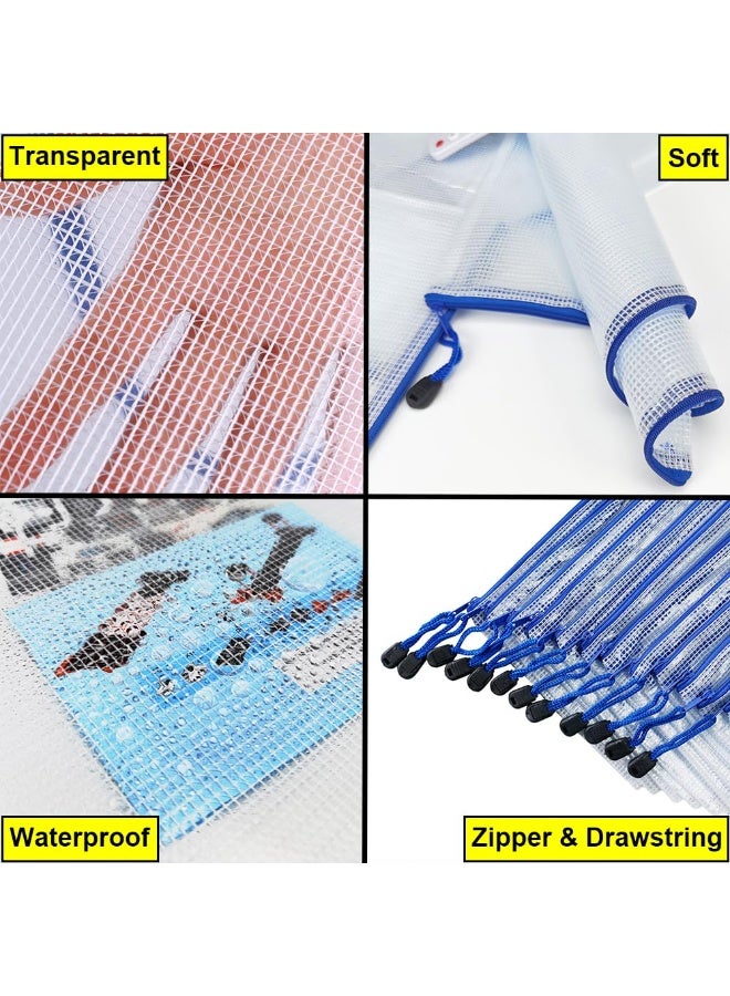 أكياس ملفات 10 جهاز كمبيوتر شخصي ، مناسبة للمكتب والمدرسة وأكياس تخزين ألعاب اللوحة (حجم A4 13.4 × 9.4 بوصة ، أبيض + أزرق) - Image 2